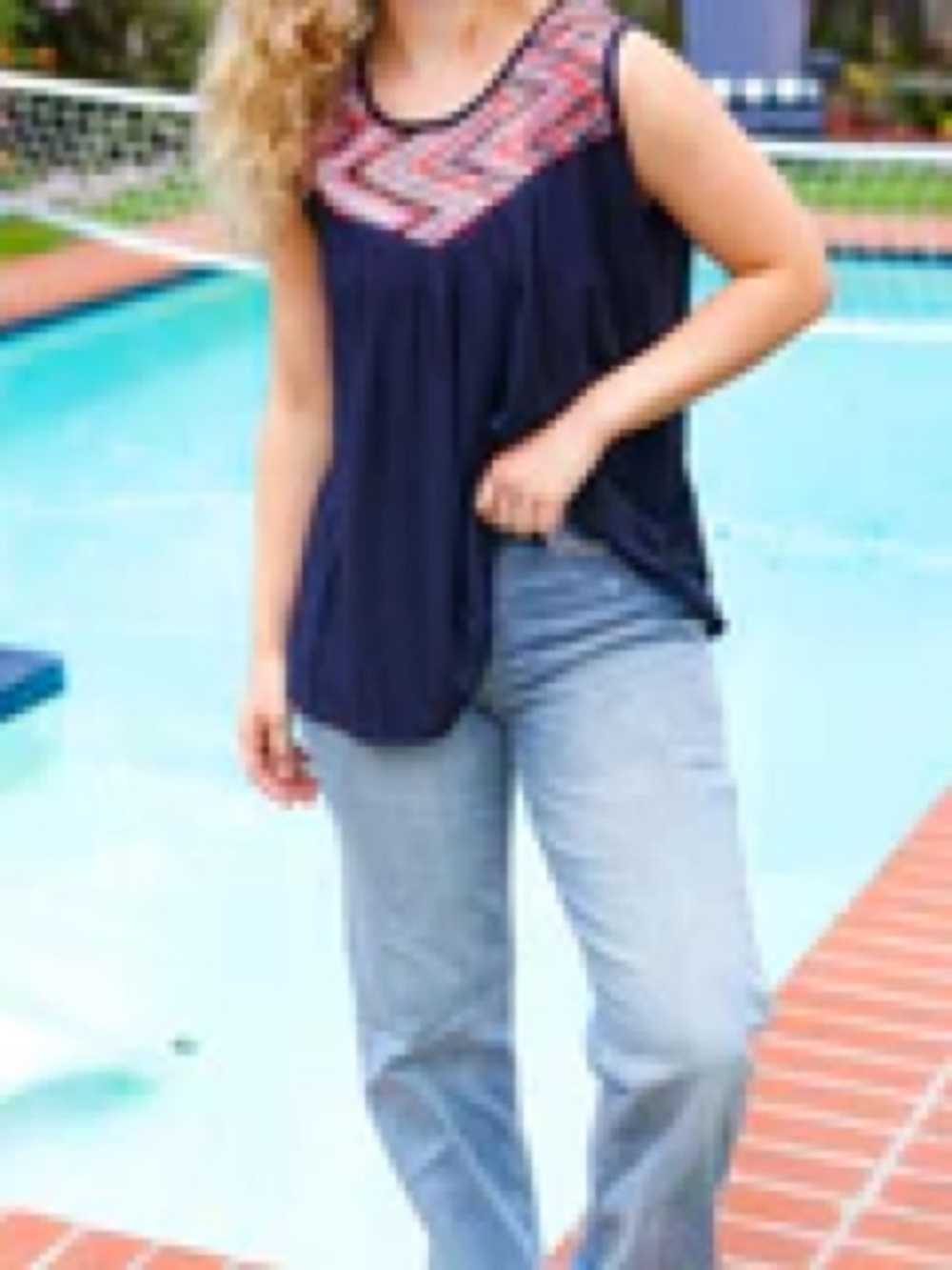 B128 Haptics Crochet Panel Wide Rib Tank Top